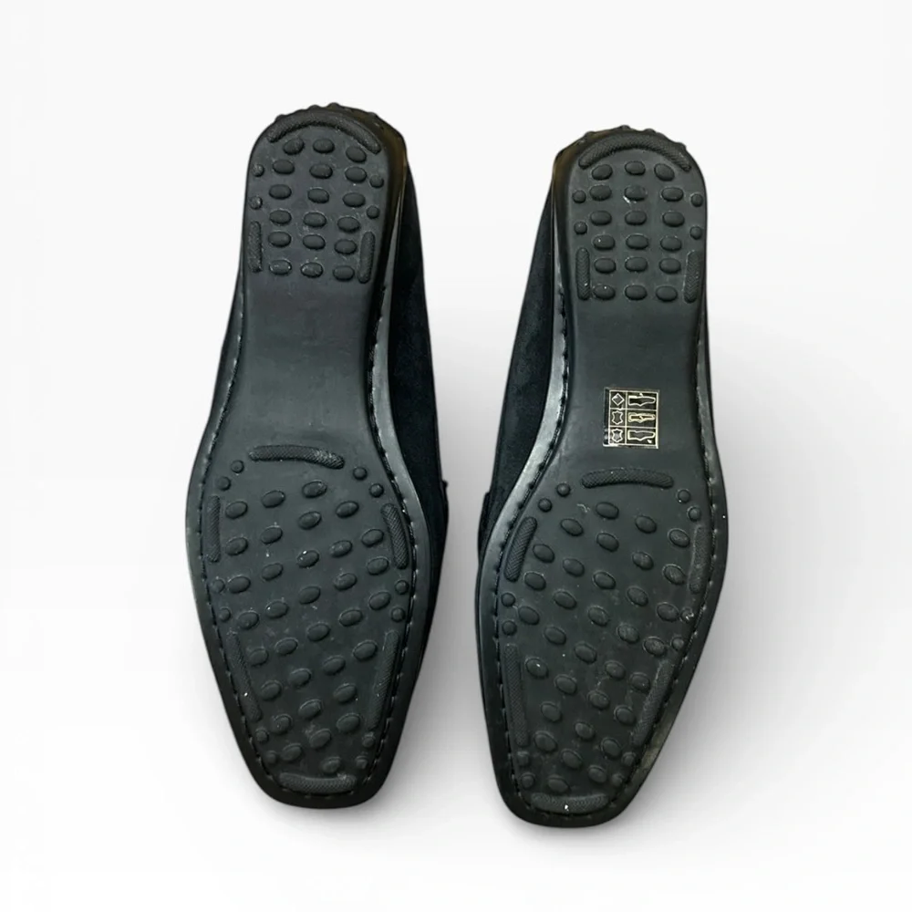 Diane B. Tid Bit Italian Black Suede Loafers Size 37 1/2 US Size 7.5